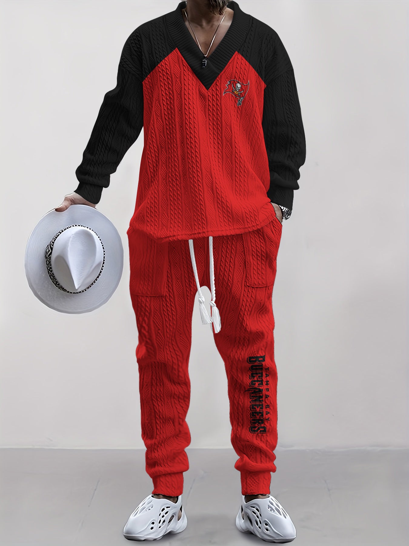 Tampa Bay Buccaneers Classic All-Season Long Sleeve V-Neck Pullover Sweater