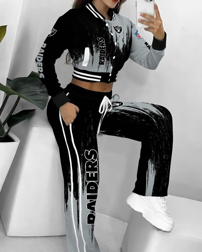 Las Vegas Raiders 3D Printed Varsity Jacket Set