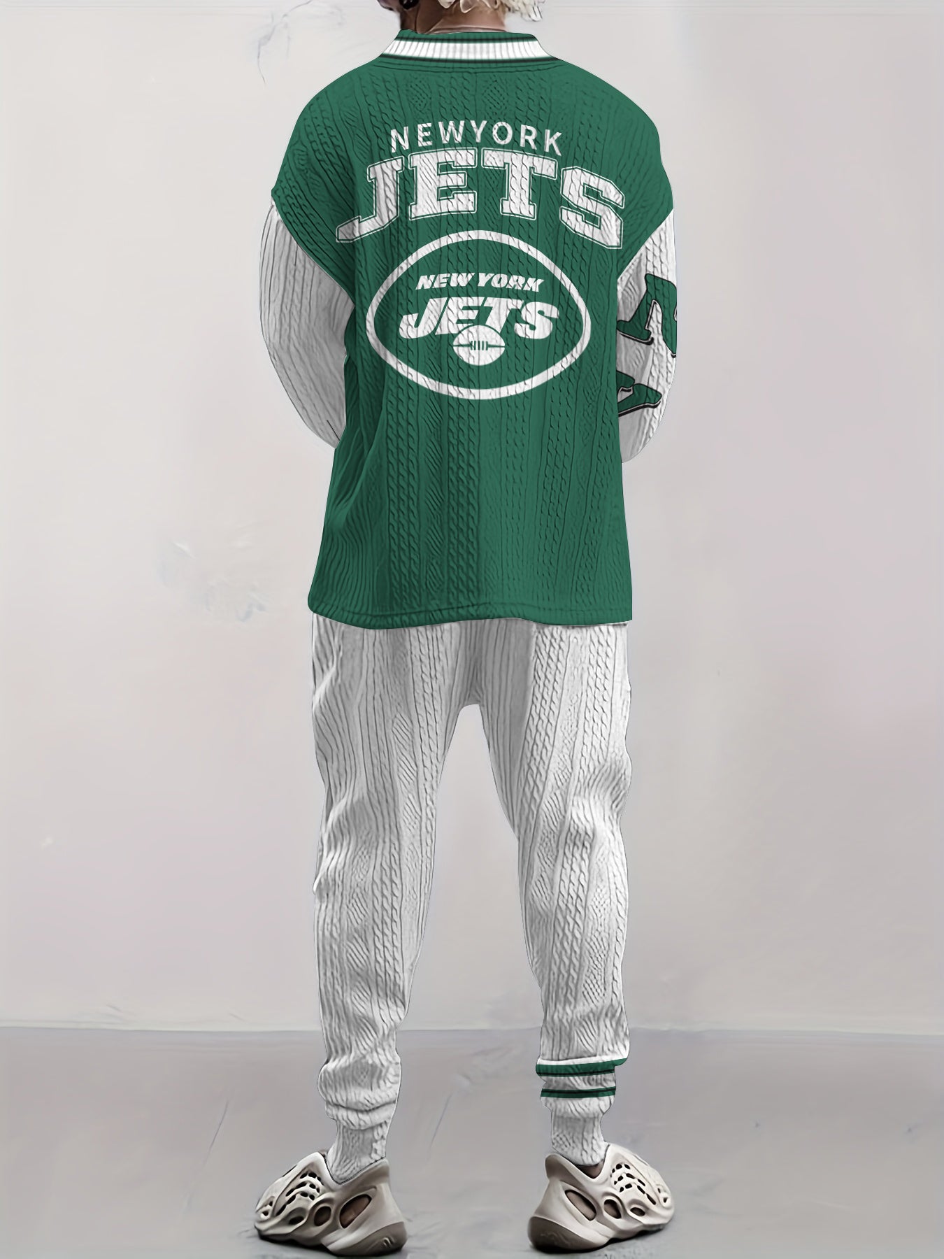 New York Jets Classic All-Season Long Sleeve V-Neck Pullover Sweater
