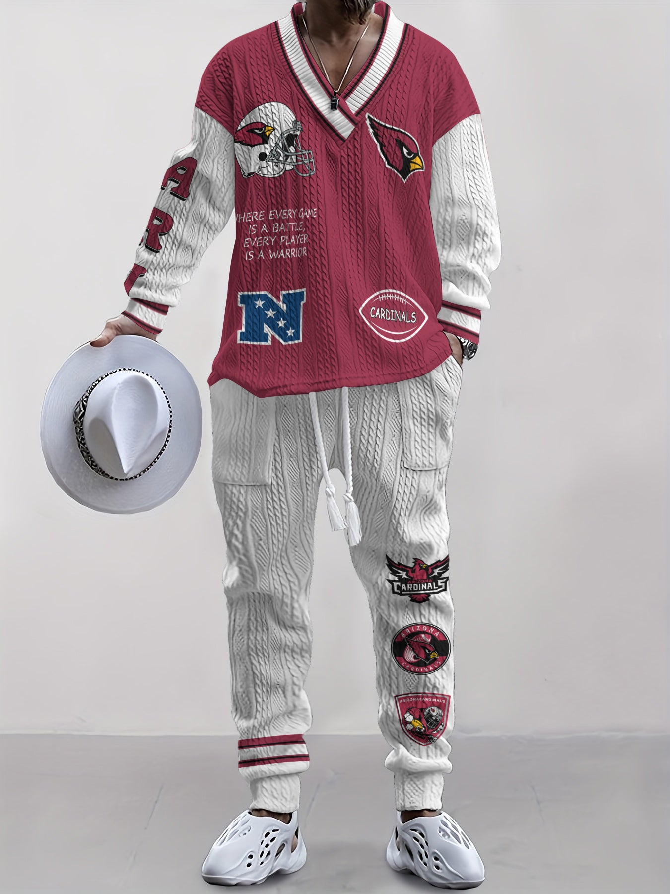 Arizona Cardinals Classic All-Season Long Sleeve V-Neck Pullover Sweater