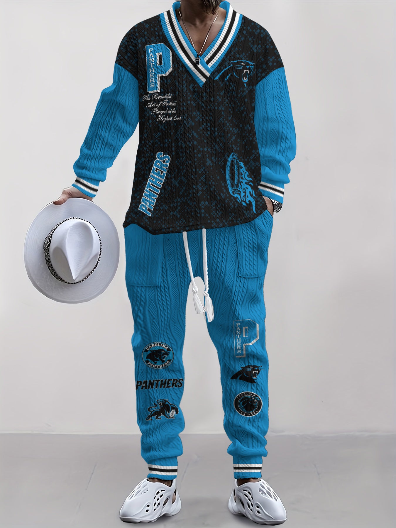 Carolina Panthers Classic All-Season Long Sleeve V-Neck Pullover Sweater