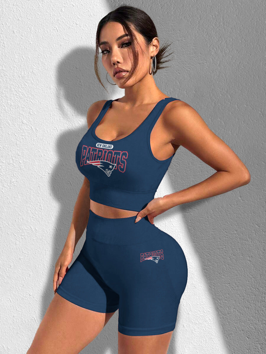 New England Patriots Sports Bra & Shorts Gym Set