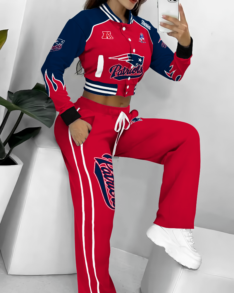New England Patriots 3D Printed Varsity Jacket Set