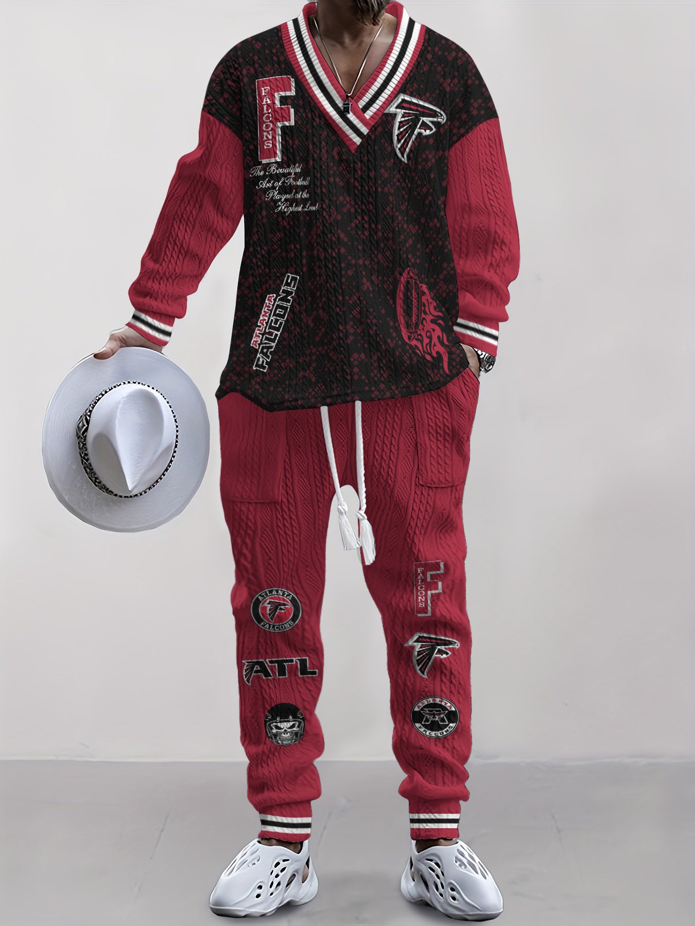 Atlanta Falcons Classic All-Season Long Sleeve V-Neck Pullover Sweater