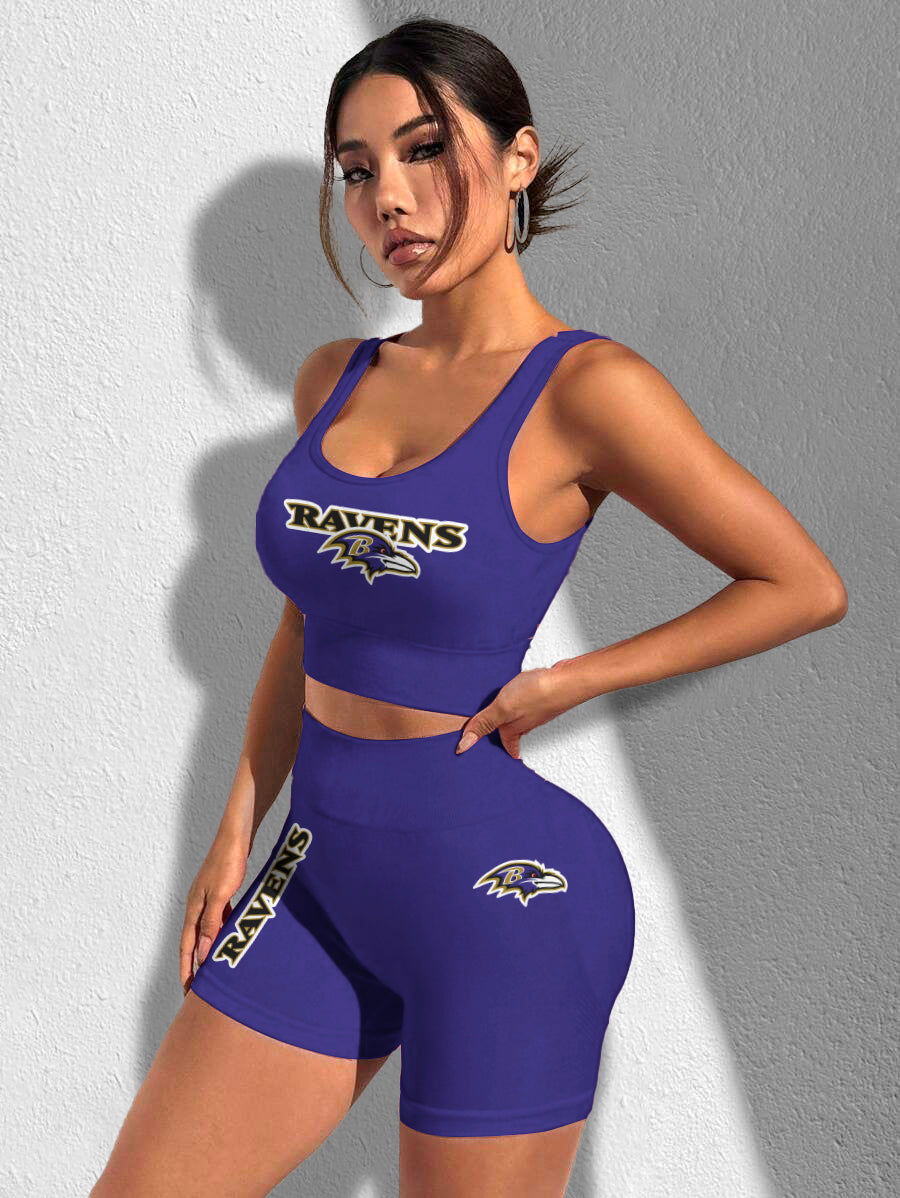 Baltimore Ravens Sports Bra & Shorts Gym Set