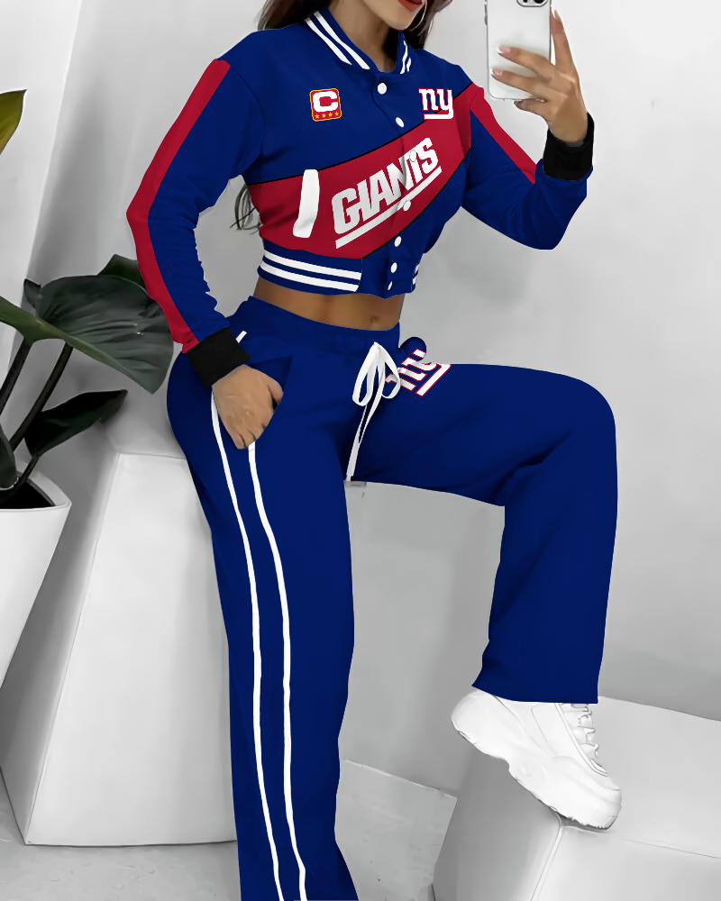 New York Giants 3D Printed Varsity Jacket Set