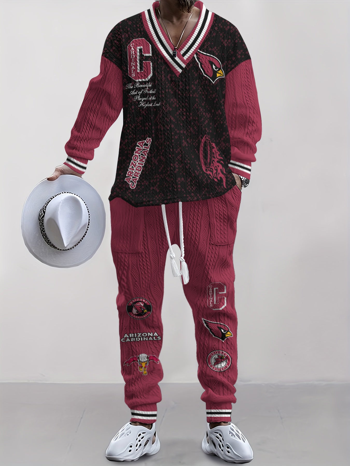 Arizona Cardinals Classic All-Season Long Sleeve V-Neck Pullover Sweater