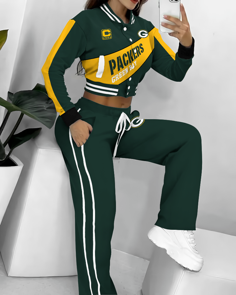 Green Bay Packers 3D Printed Varsity Jacket Set