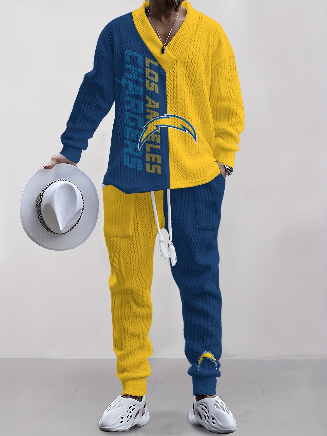 Los Angeles Chargers Classic All-Season Long Sleeve V-Neck Pullover Sweater