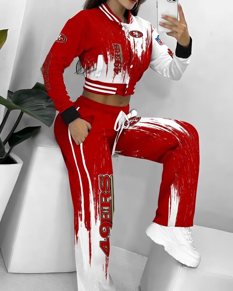 San Francisco 49ers 3D Printed Varsity Jacket Set