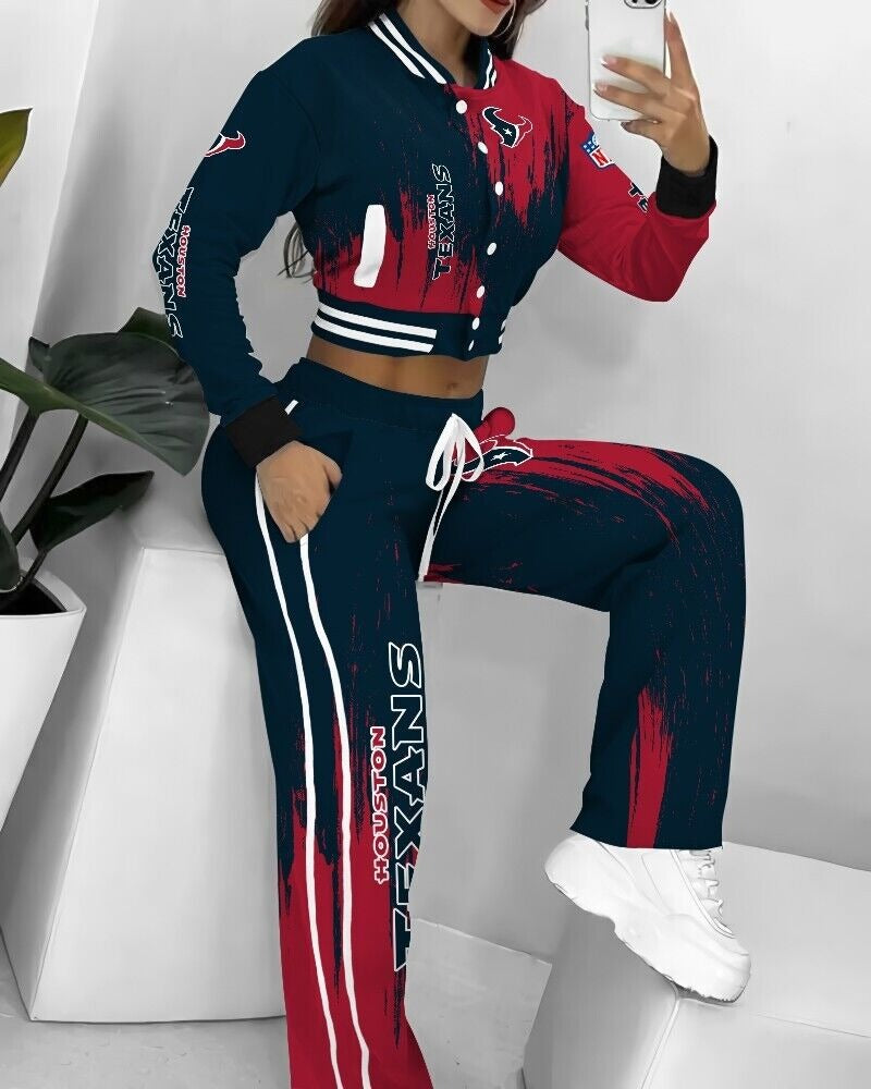 Houston Texans 3D Printed Varsity Jacket Set