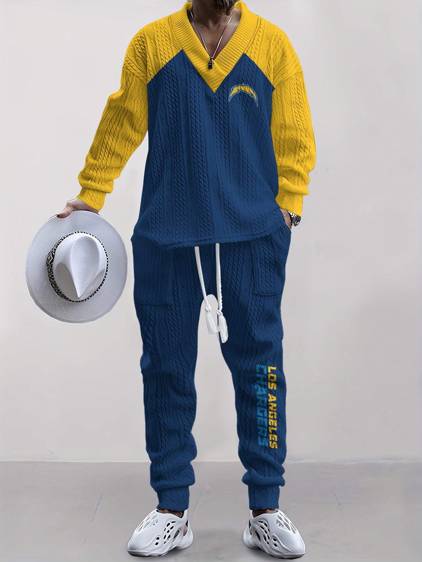 Los Angeles Chargers Classic All-Season Long Sleeve V-Neck Pullover Sweater