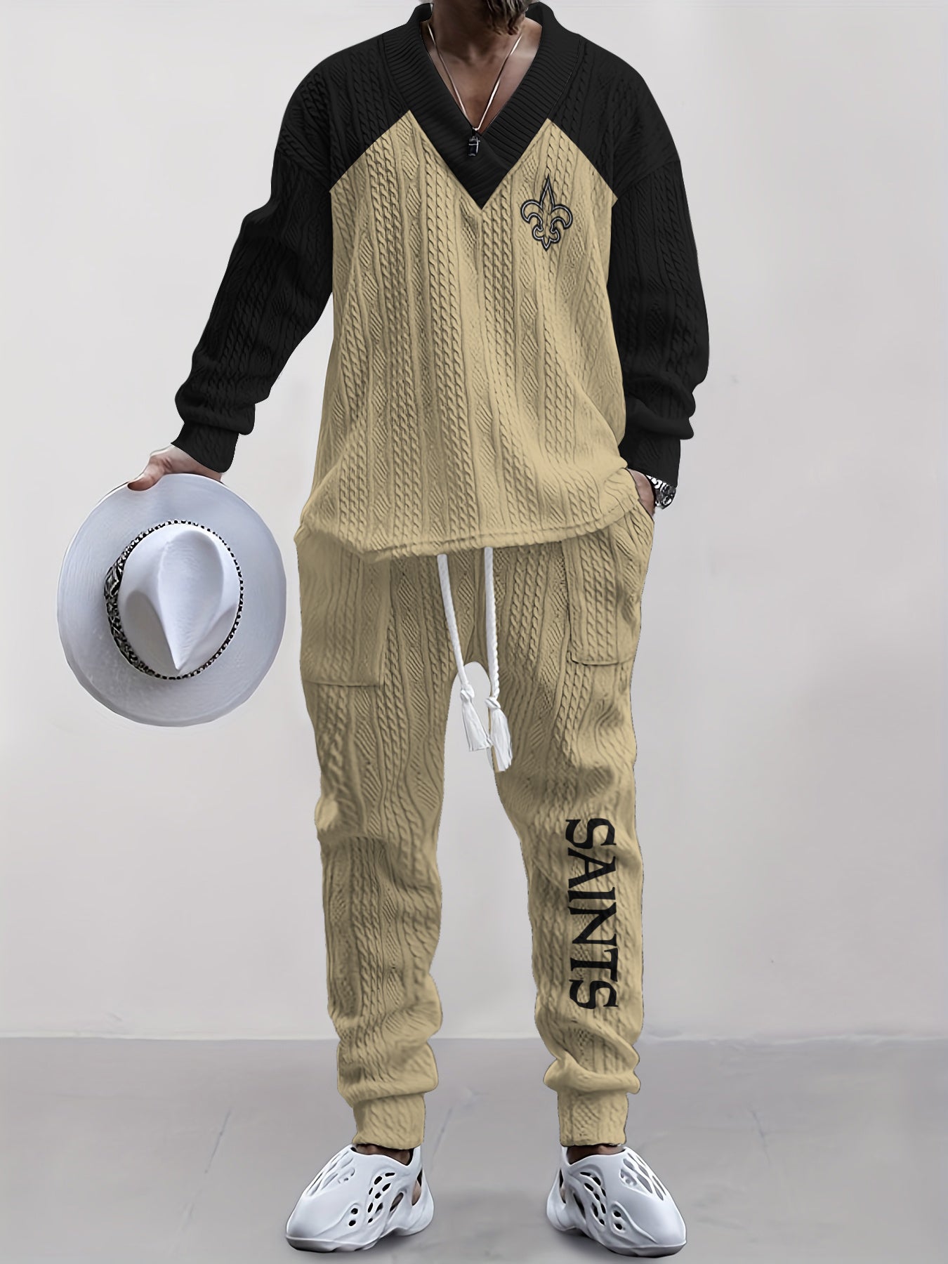 New Orleans Saints Classic All-Season Long Sleeve V-Neck Pullover Sweater