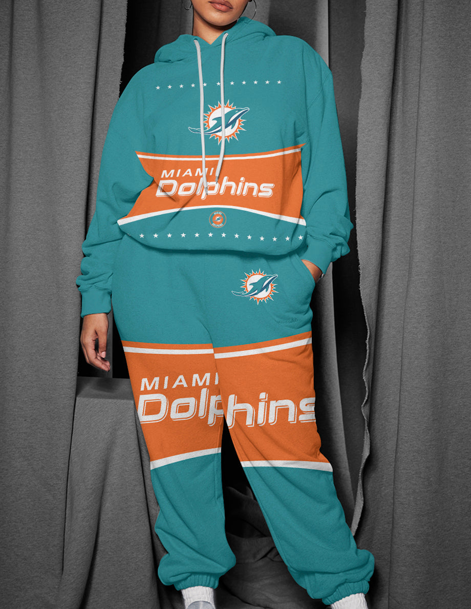 Miami Dolphins 3D Printed Pullover Hoodie And Sweatpant 2pcs Tracksuits