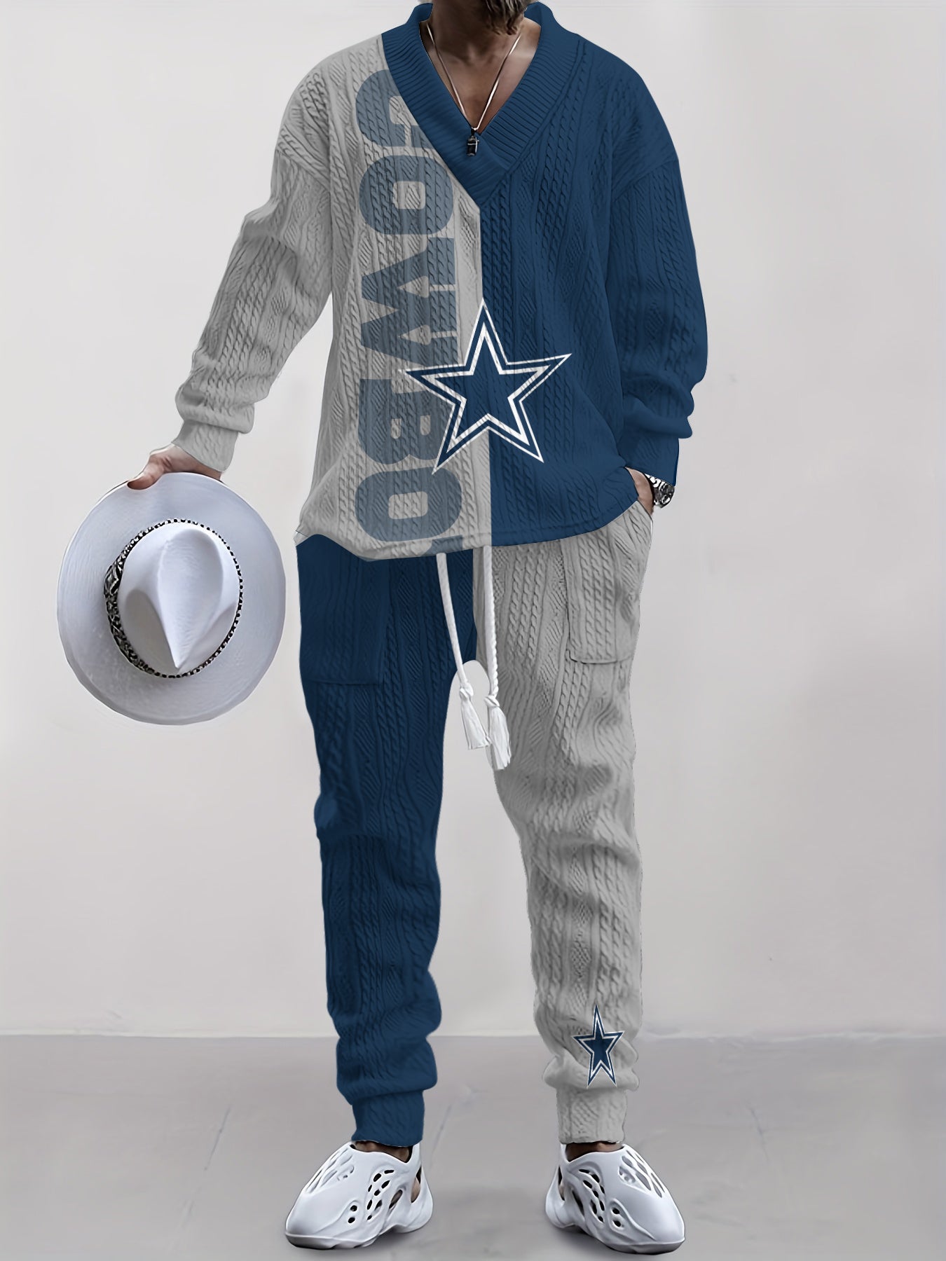 Dallas Cowboys Classic All-Season Long Sleeve V-Neck Pullover Sweater