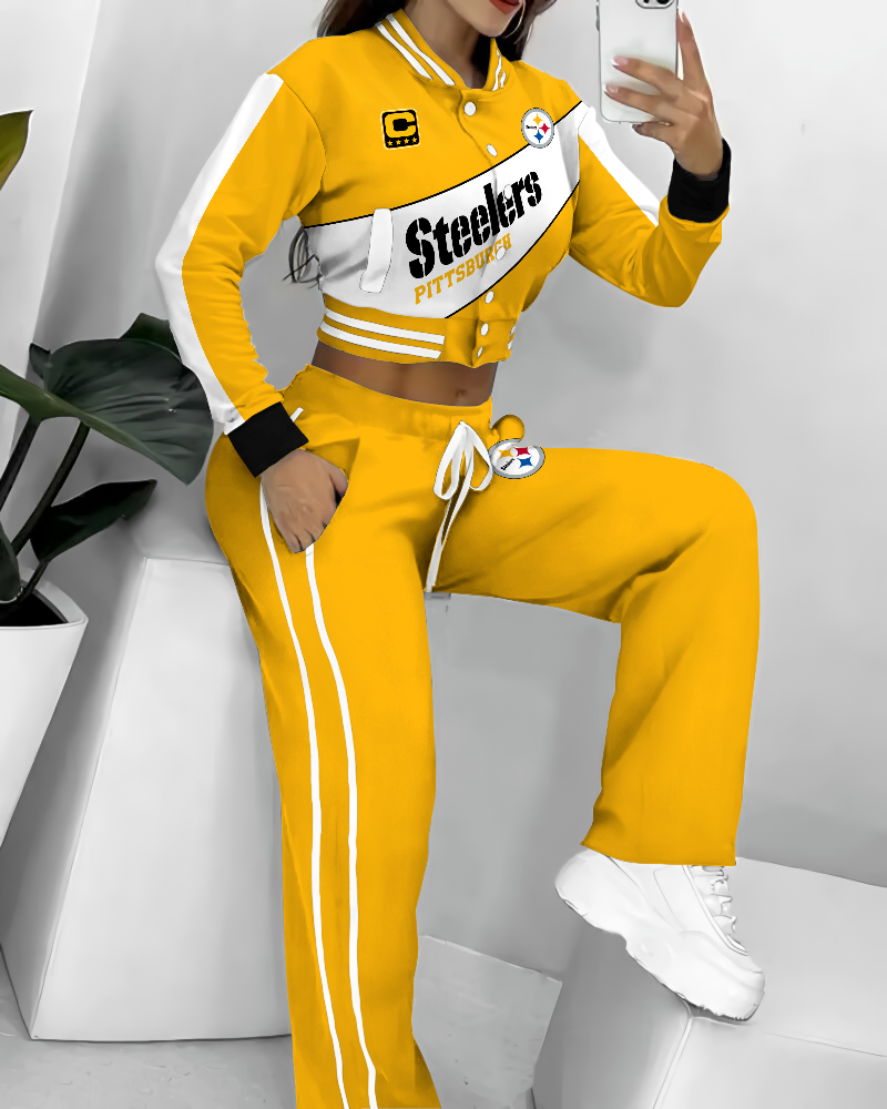 Pittsburgh Steelers 3D Printed Varsity Jacket Set