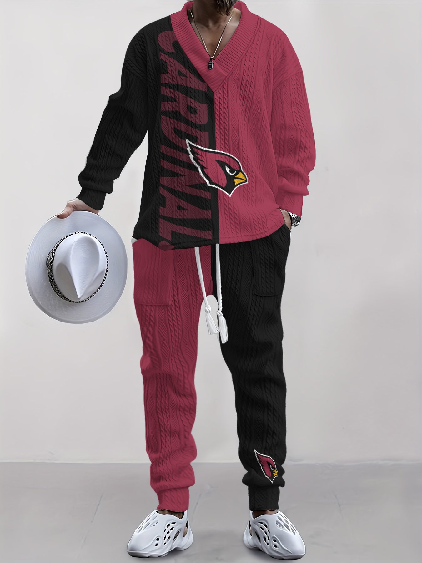 Arizona Cardinals Classic All-Season Long Sleeve V-Neck Pullover Sweater