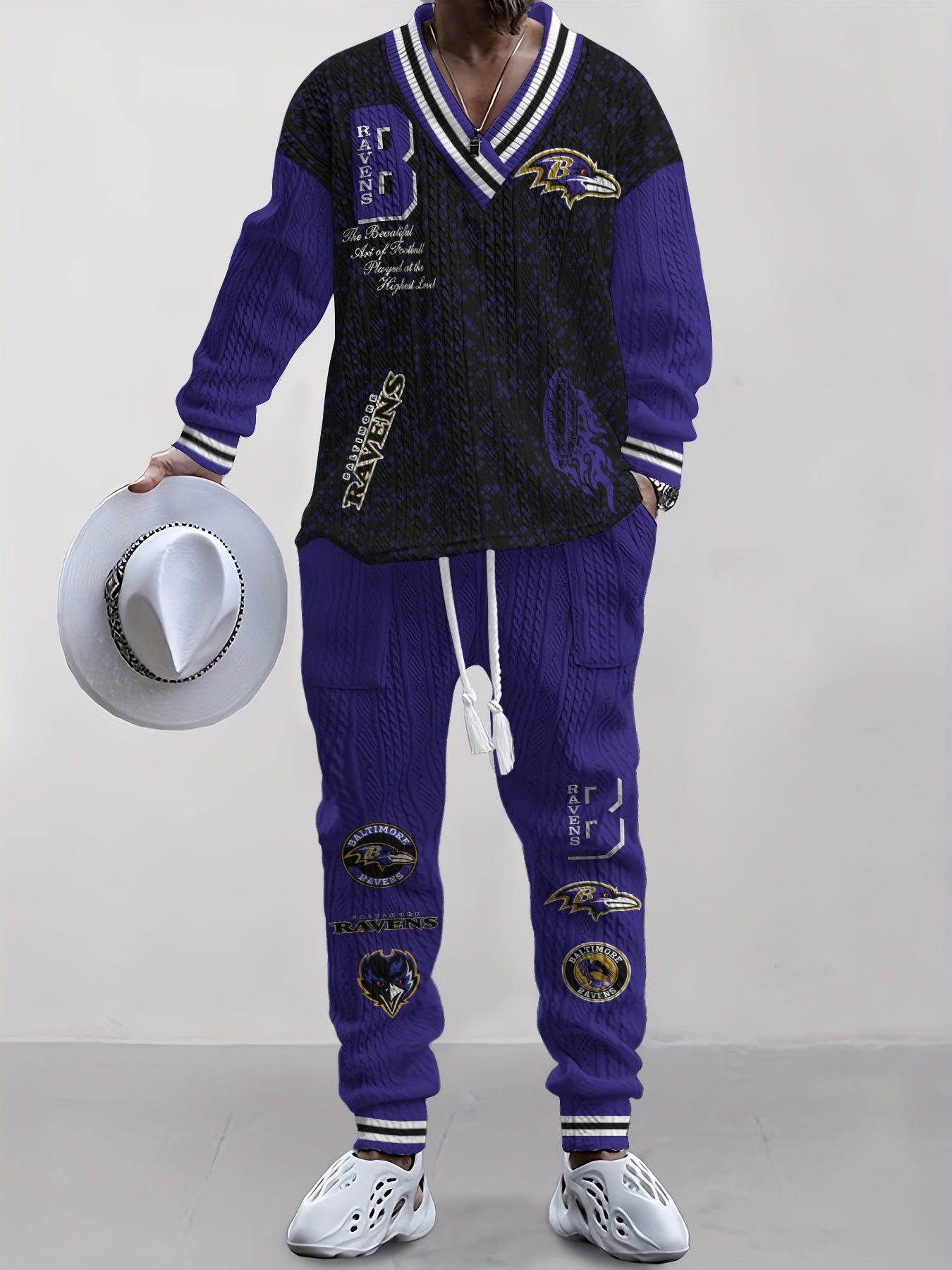 Baltimore Ravens Classic All-Season Long Sleeve V-Neck Pullover Sweater