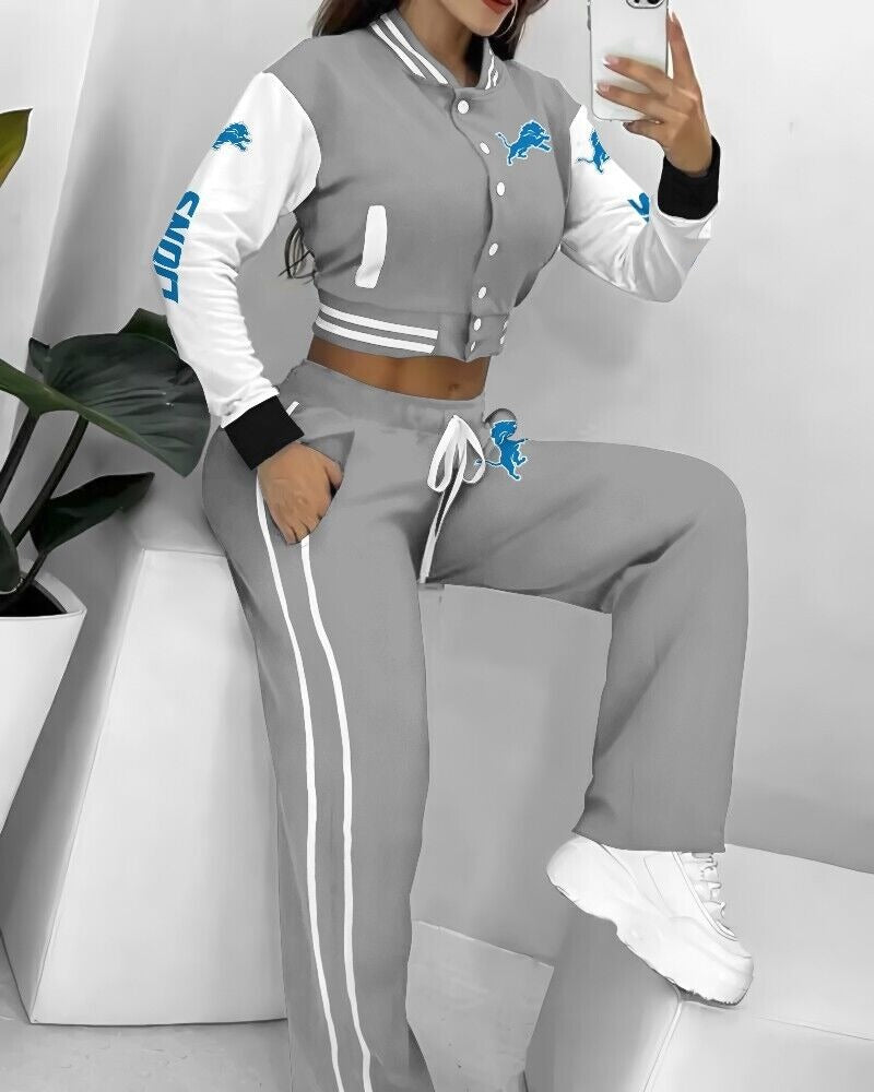 Detroit Lions 3D Printed Varsity Jacket Set