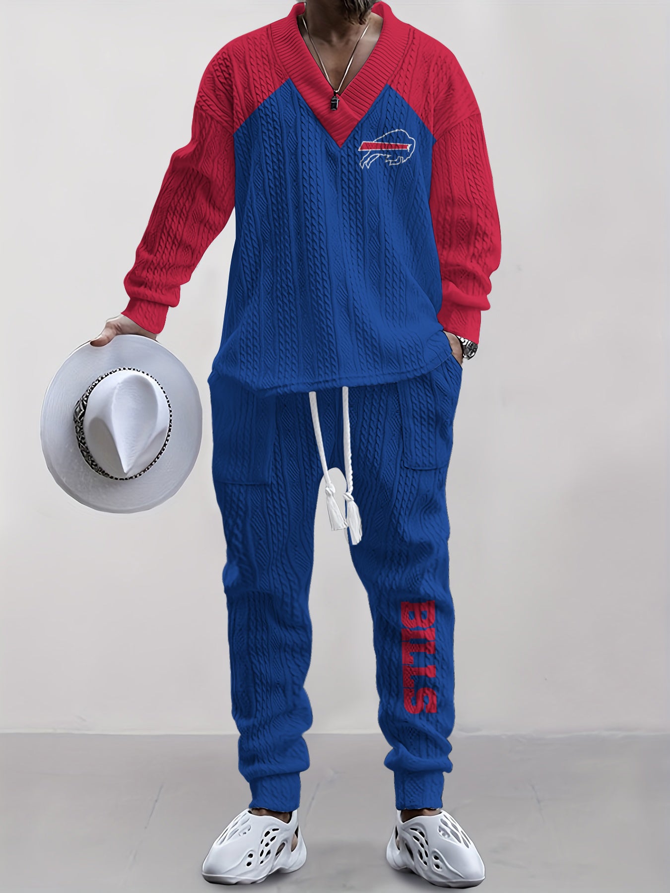 Buffalo Bills Classic All-Season Long Sleeve V-Neck Pullover Sweater