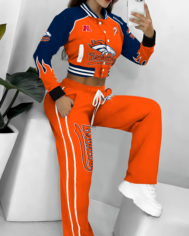 Denver Broncos 3D Printed Varsity Jacket Set