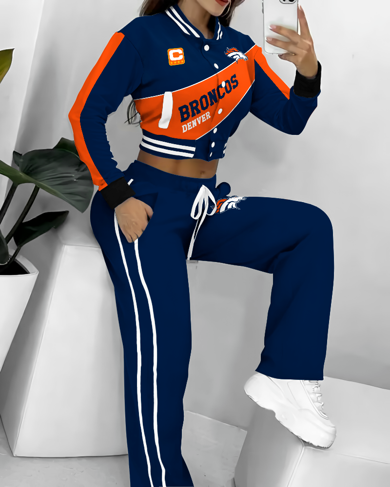 Denver Broncos 3D Printed Varsity Jacket Set