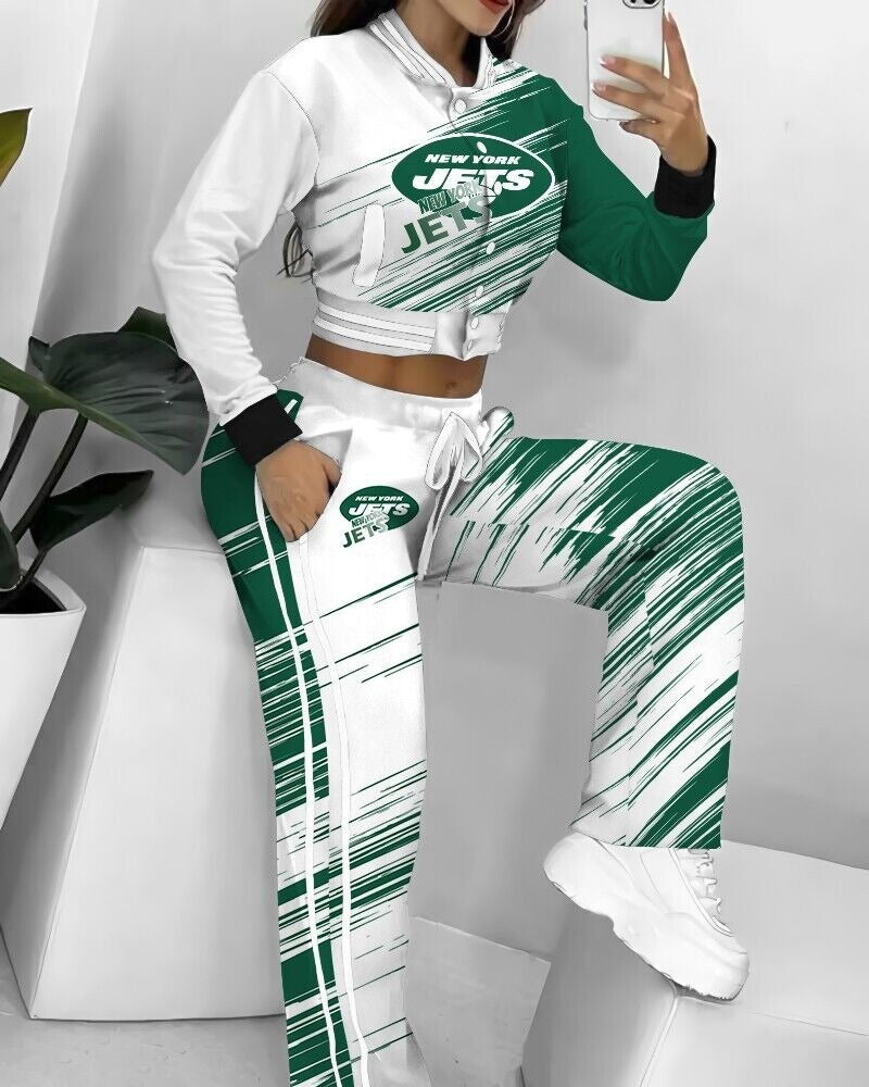 New York Jets 3D Printed Varsity Jacket Set
