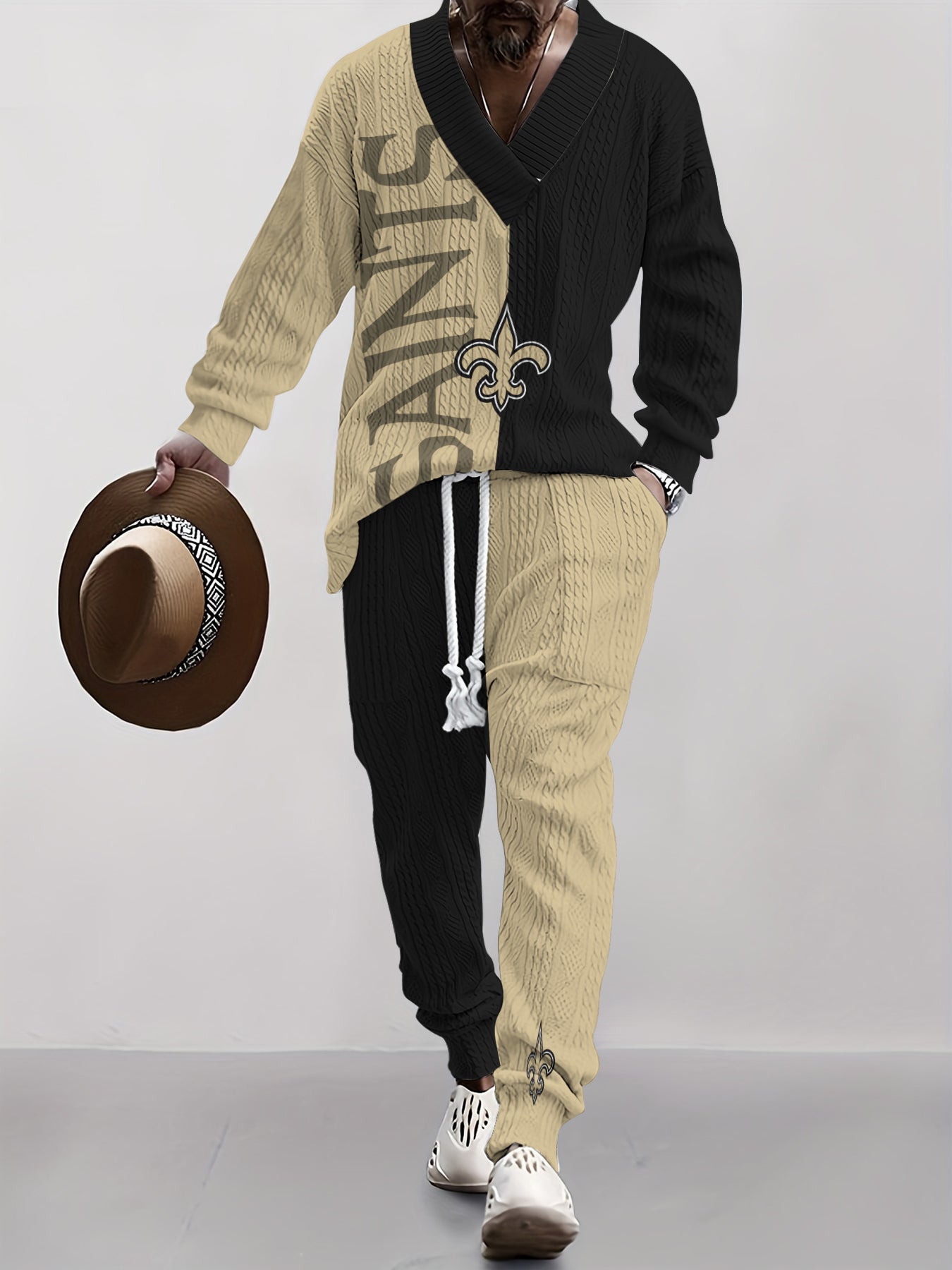 New Orleans Saints Classic All-Season Long Sleeve V-Neck Pullover Sweater