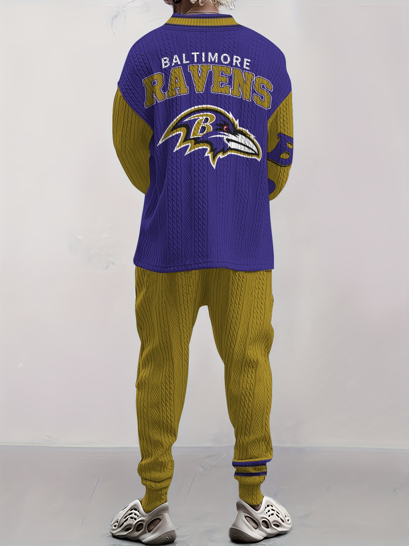 Baltimore Ravens Classic All-Season Long Sleeve V-Neck Pullover Sweater