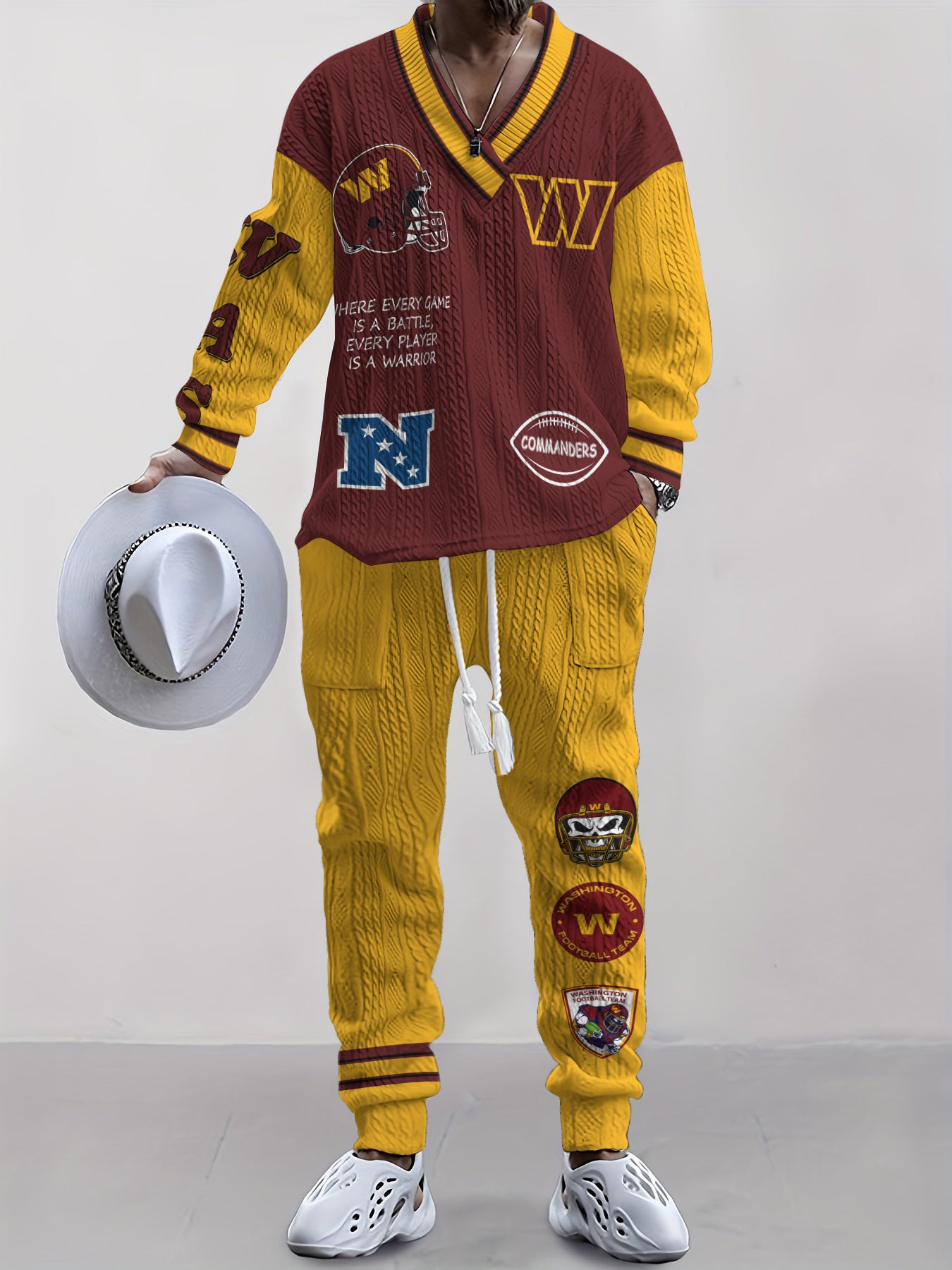 Washington Commanders Classic All-Season Long Sleeve V-Neck Pullover Sweater