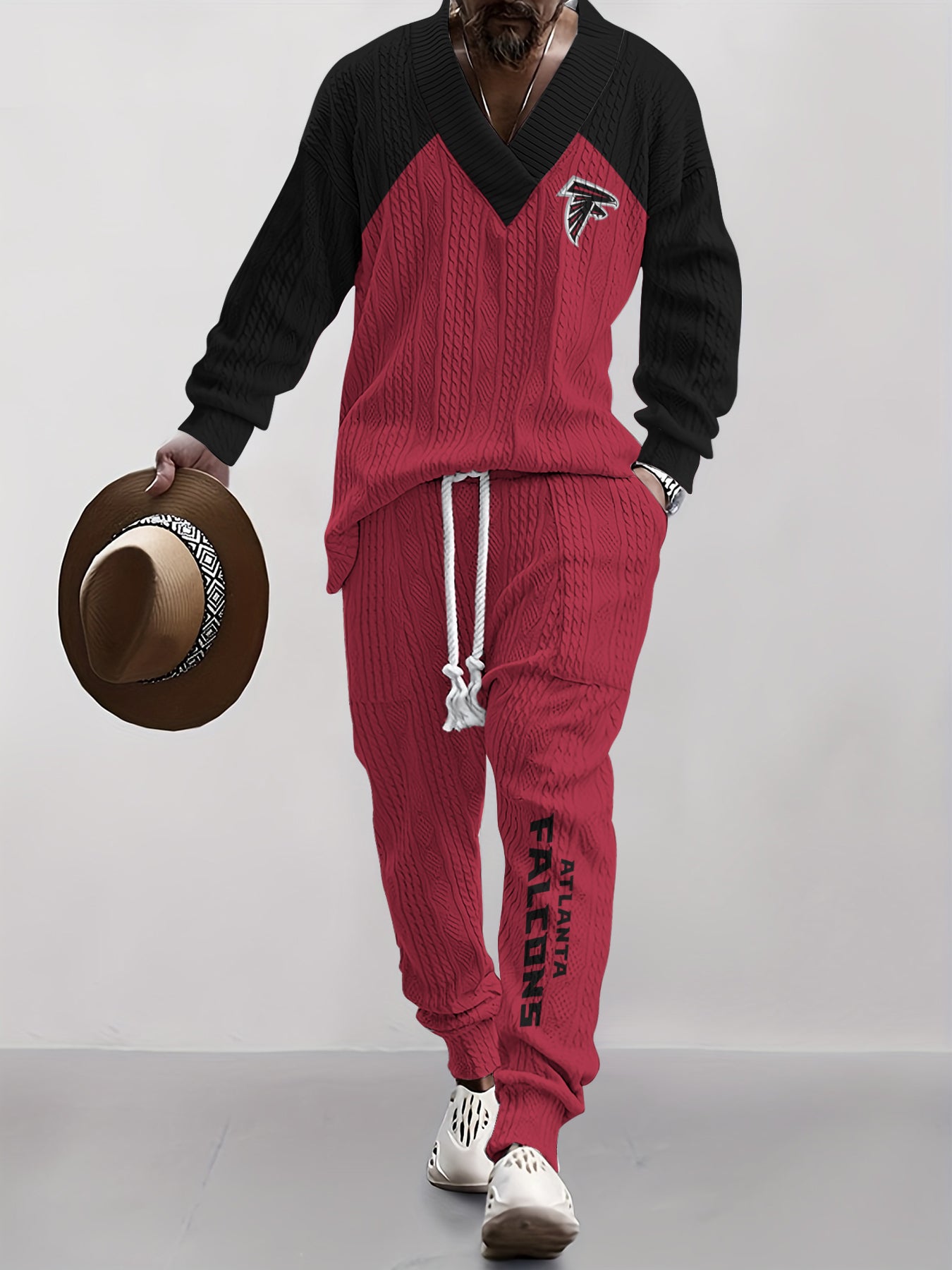 Atlanta Falcons Classic All-Season Long Sleeve V-Neck Pullover Sweater