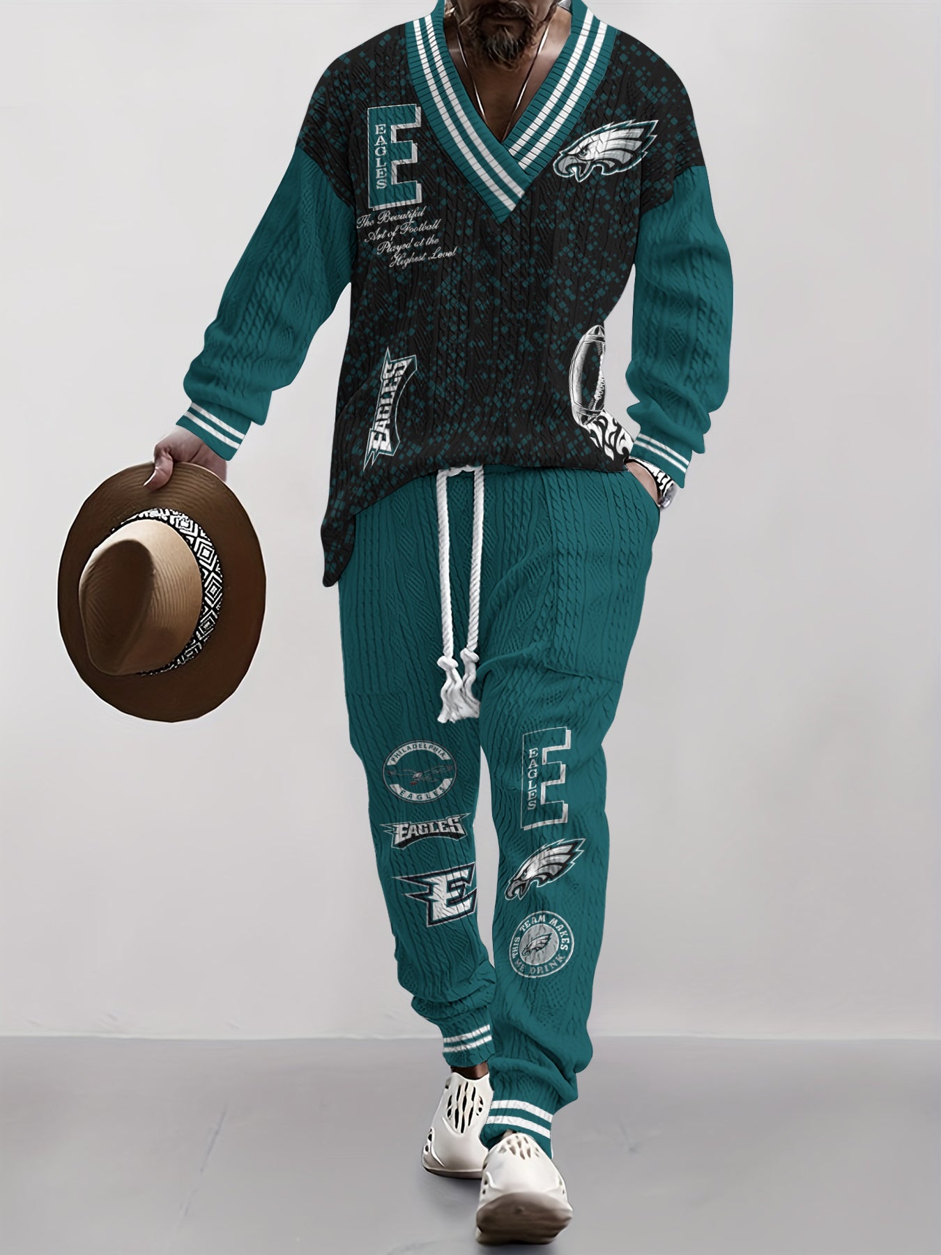 Philadelphia Eagles Classic All-Season Long Sleeve V-Neck Pullover Sweater