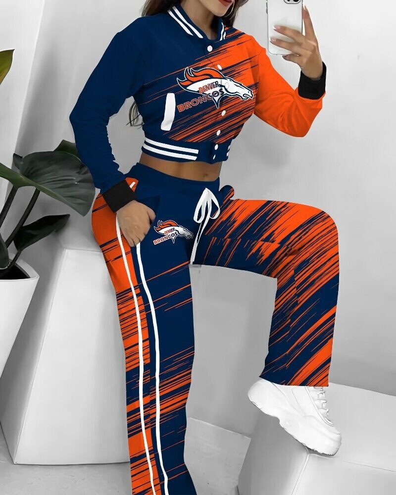Denver Broncos 3D Printed Varsity Jacket Set