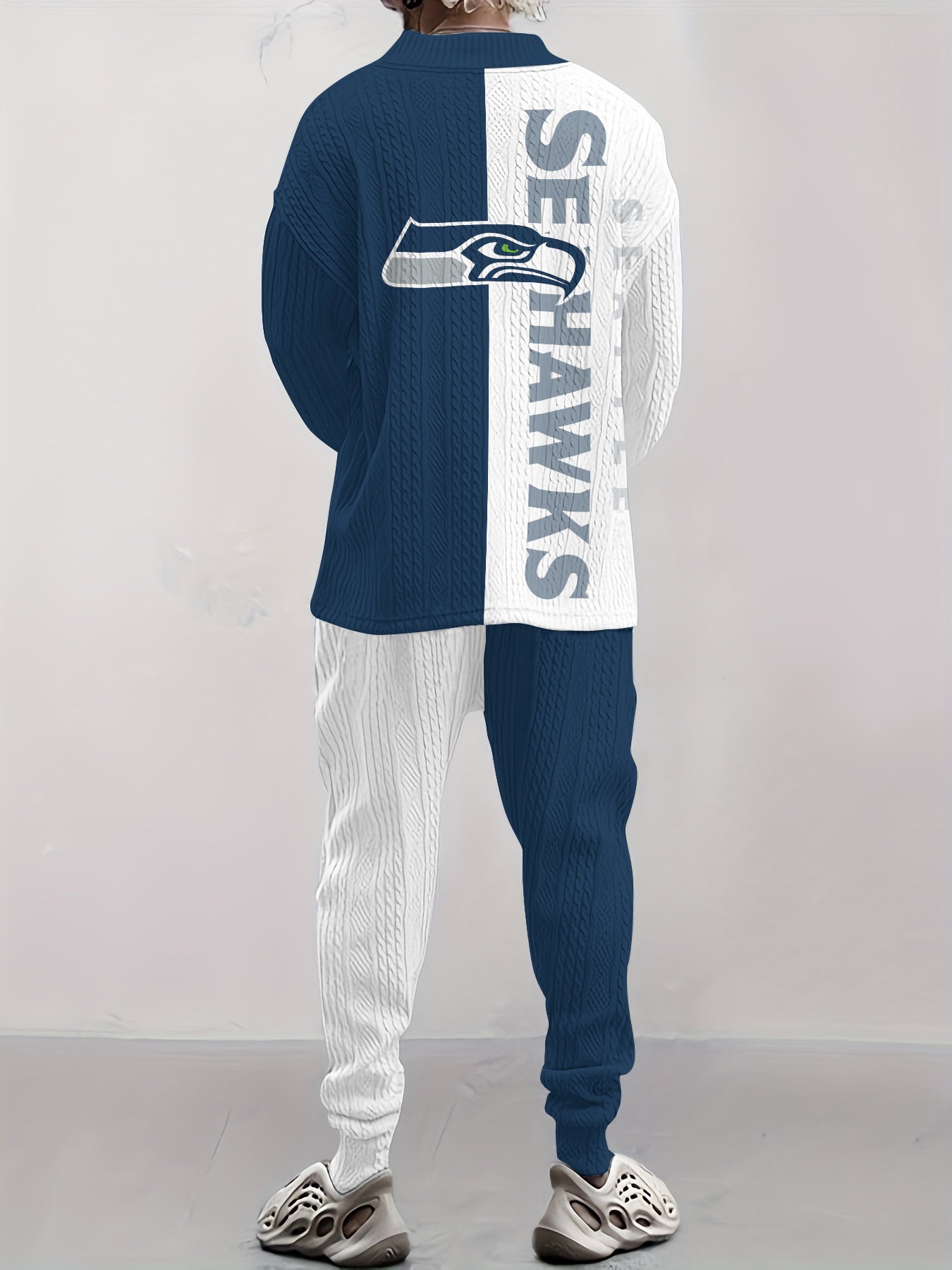 Seattle Seahawks Classic All-Season Long Sleeve V-Neck Pullover Sweater