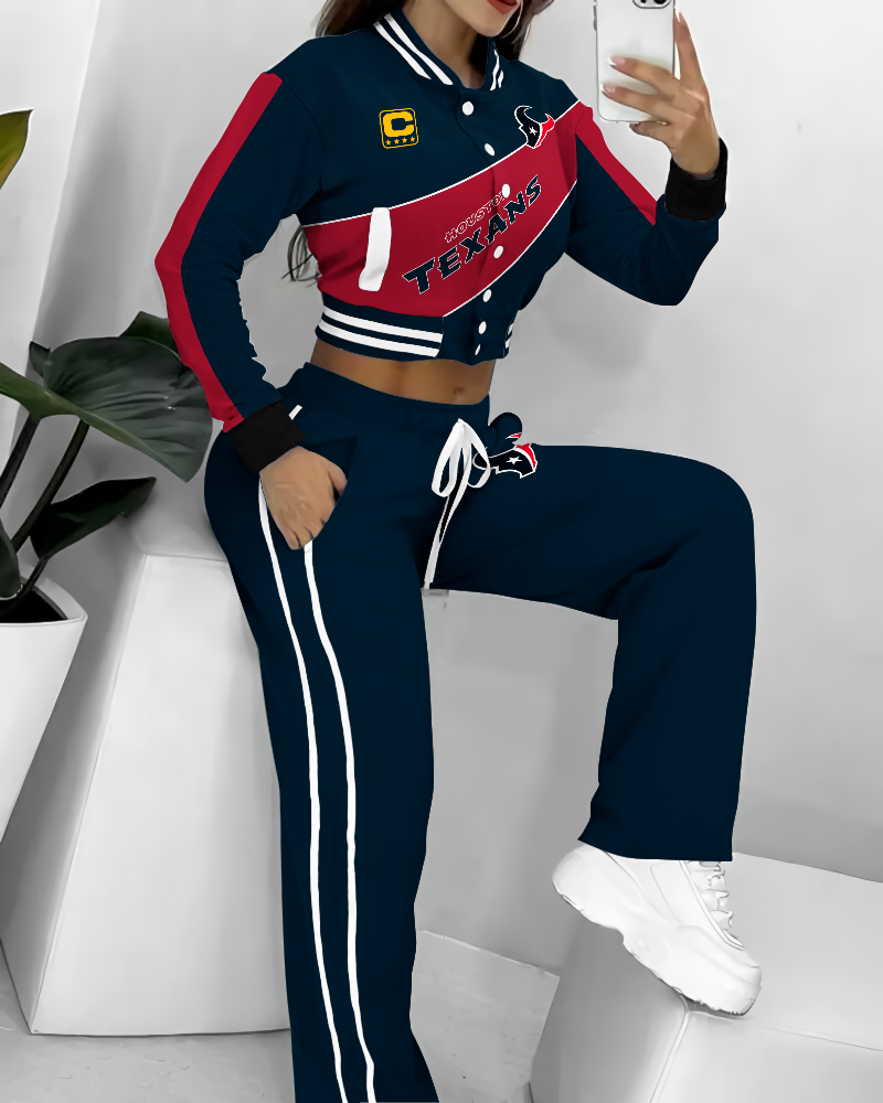 Houston Texans 3D Printed Varsity Jacket Set