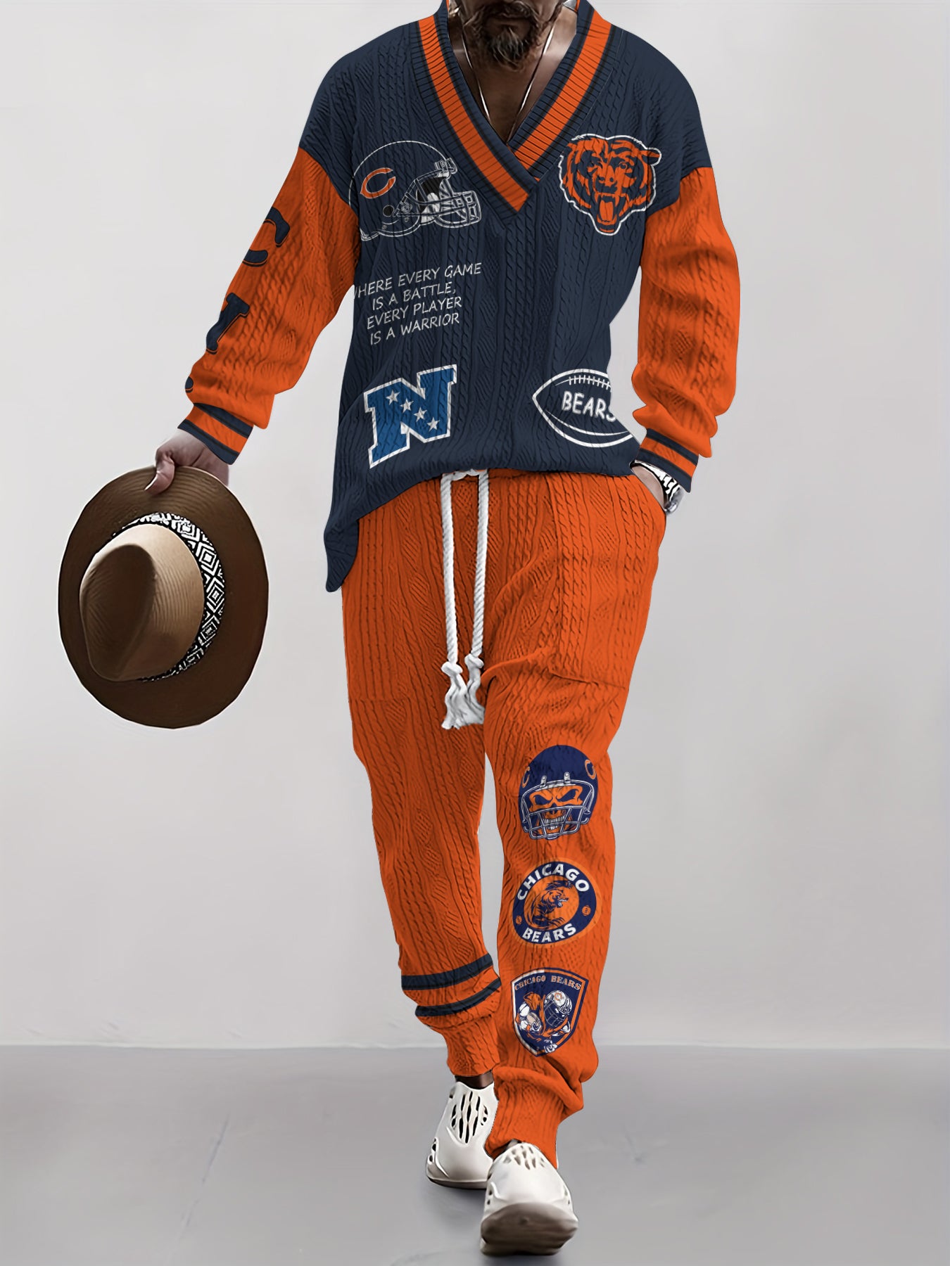 Chicago Bears Classic All-Season Long Sleeve V-Neck Pullover Sweater