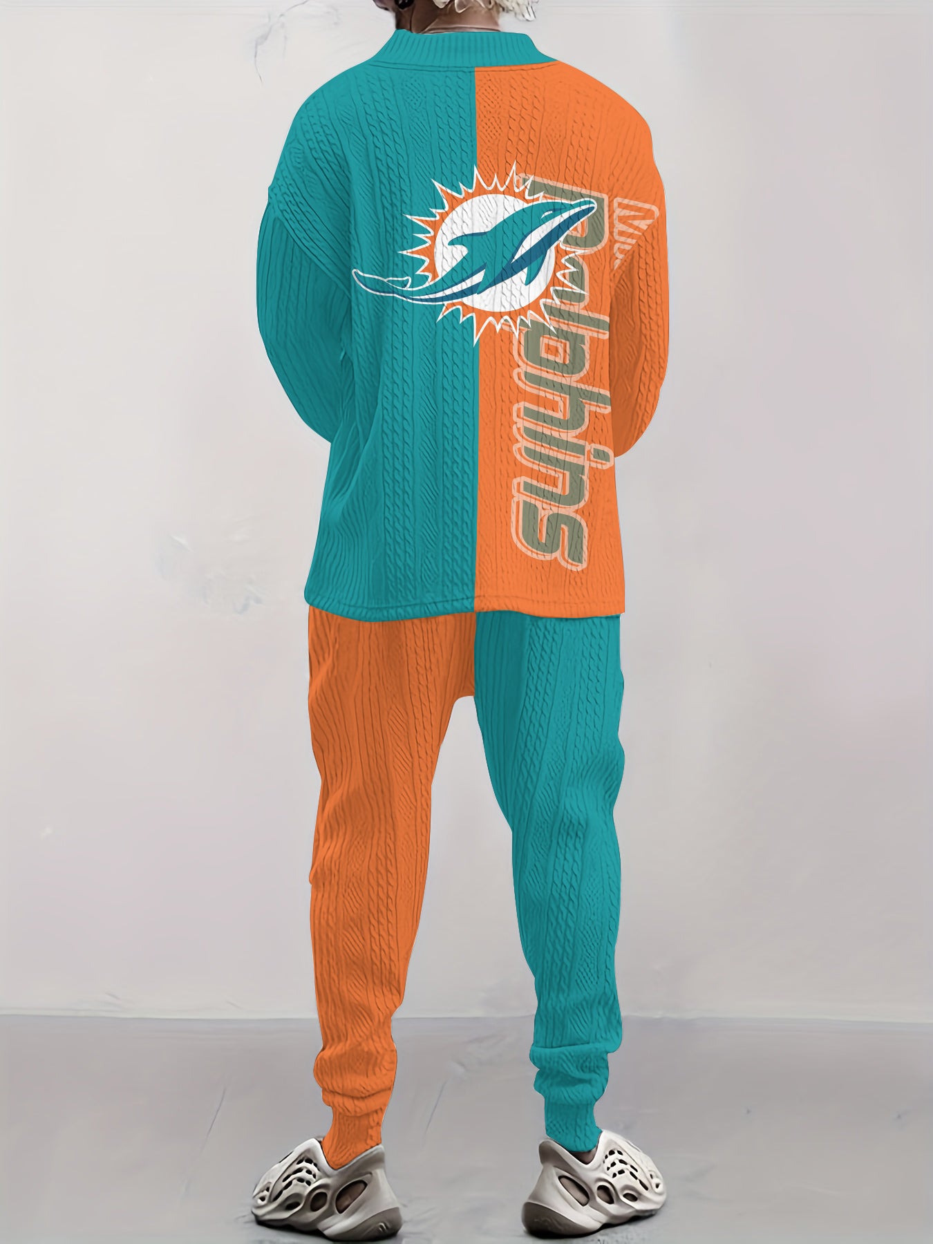 Miami Dolphins Classic All-Season Long Sleeve V-Neck Pullover Sweater