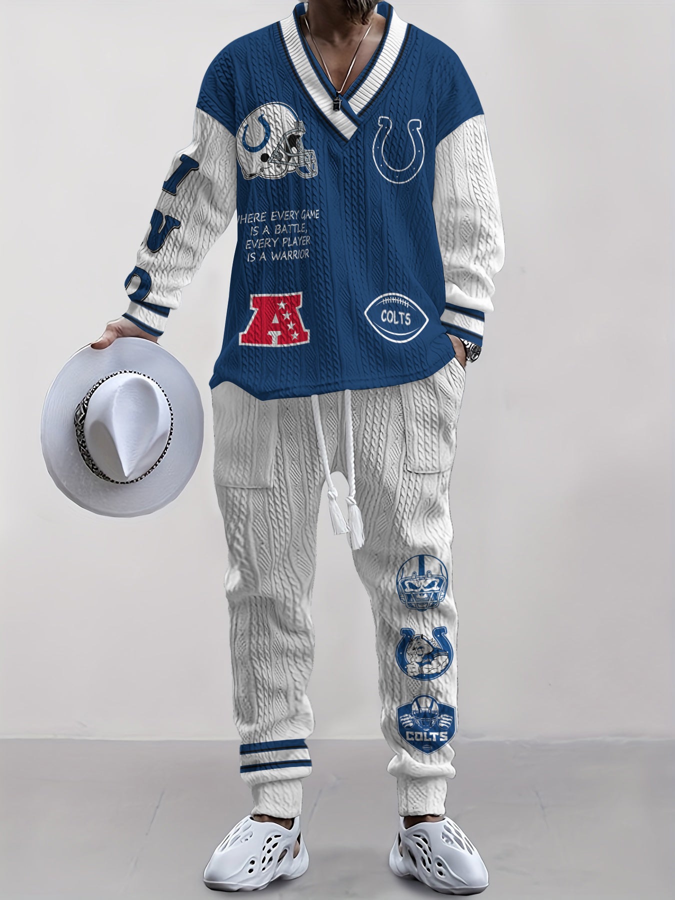 Indianapolis Colts Classic All-Season Long Sleeve V-Neck Pullover Sweater