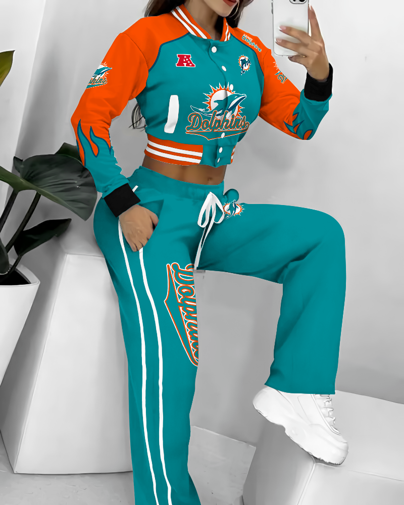 Miami Dolphins 3D Printed Varsity Jacket Set