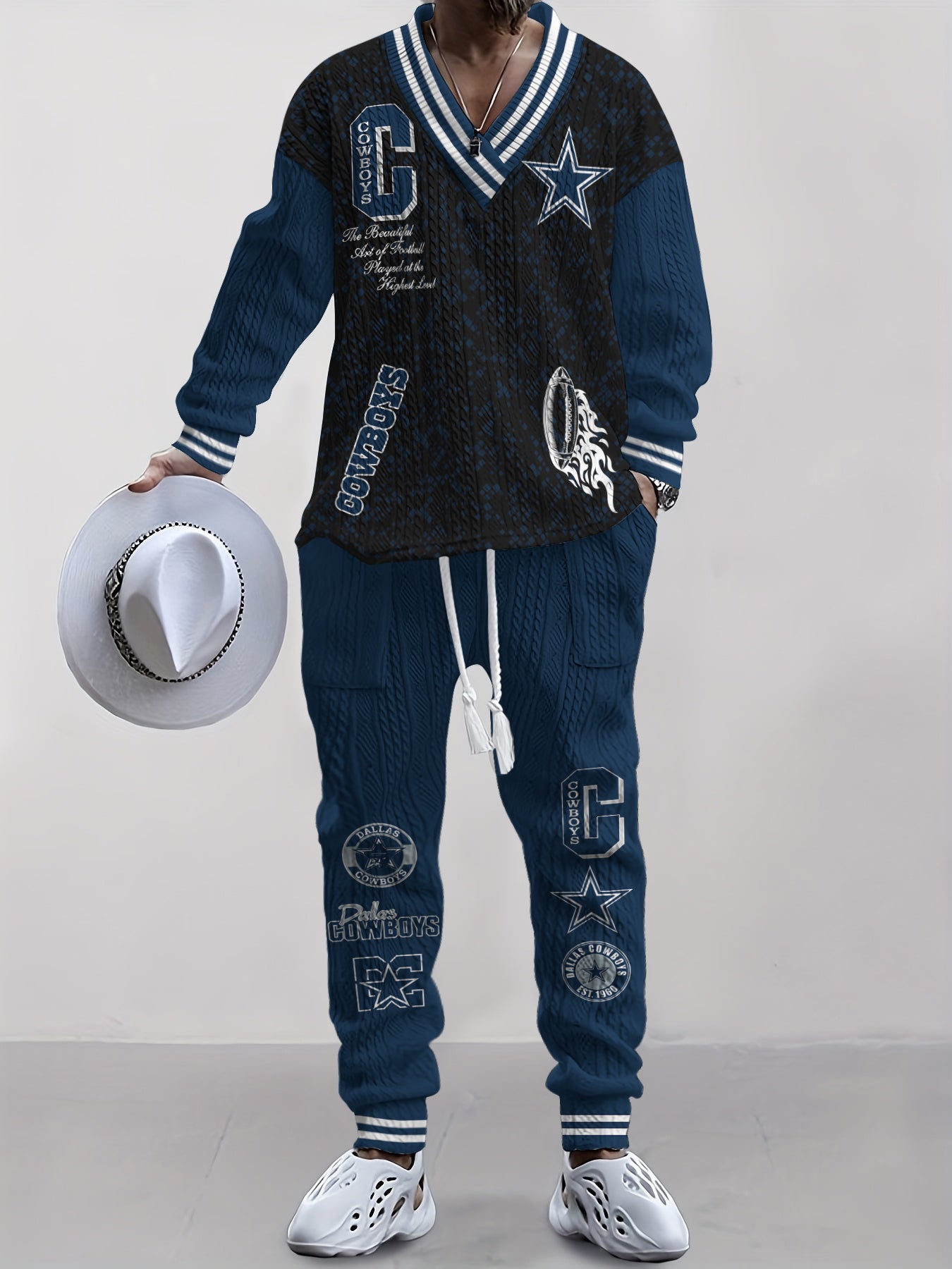 Dallas Cowboys Classic All-Season Long Sleeve V-Neck Pullover Sweater