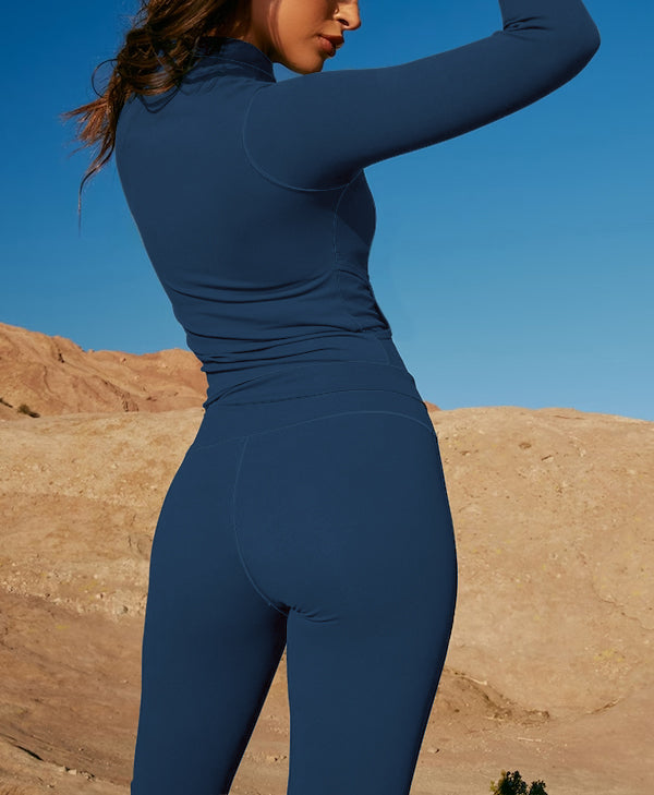 Dallas Cowboys 2 Piece Workout Sets :Sculpt High Waist Gym Leggings & long Sleeve Sports Top