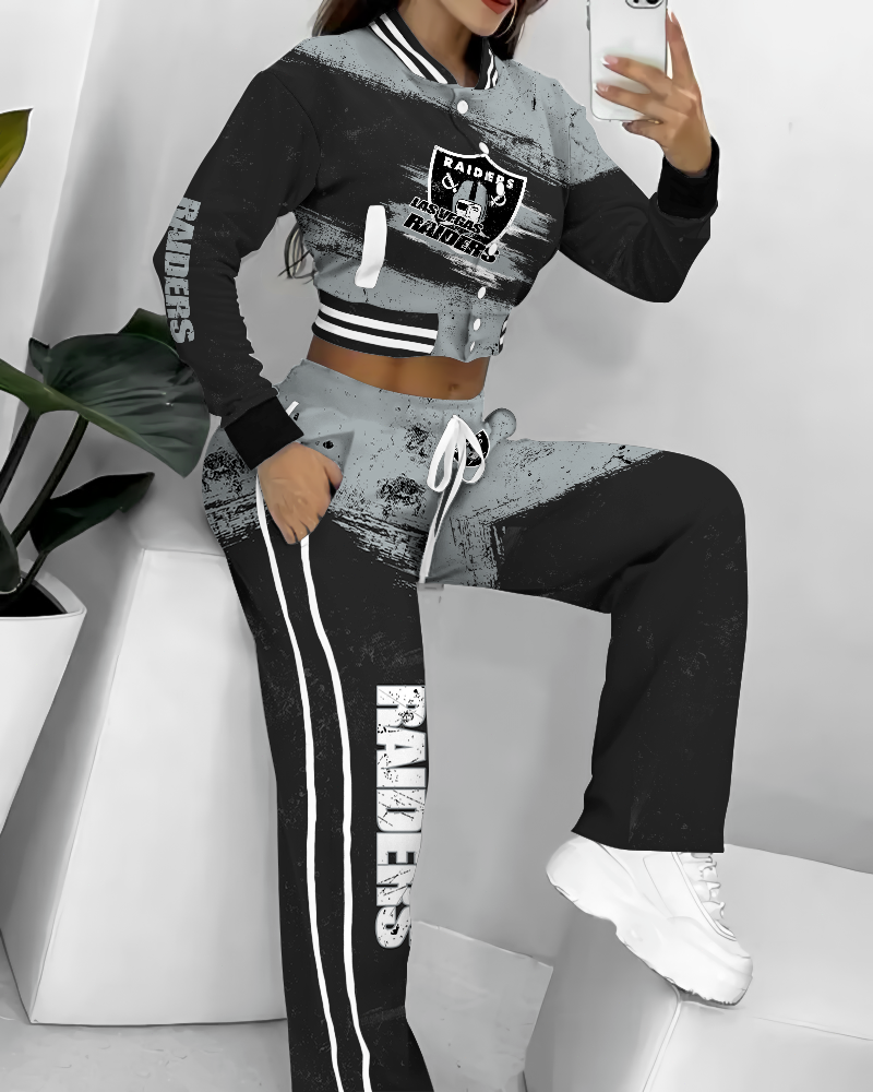Las Vegas Raiders 3D Printed Varsity Jacket Set