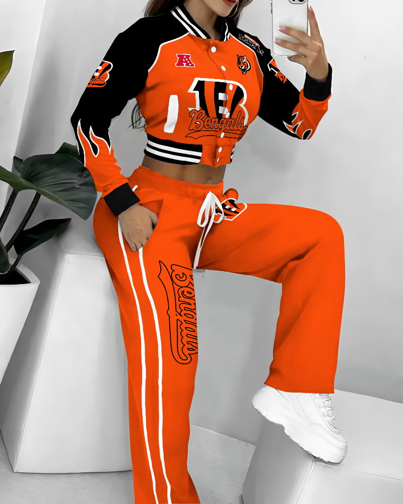 Cincinnati Bengals 3D Printed Varsity Jacket Set