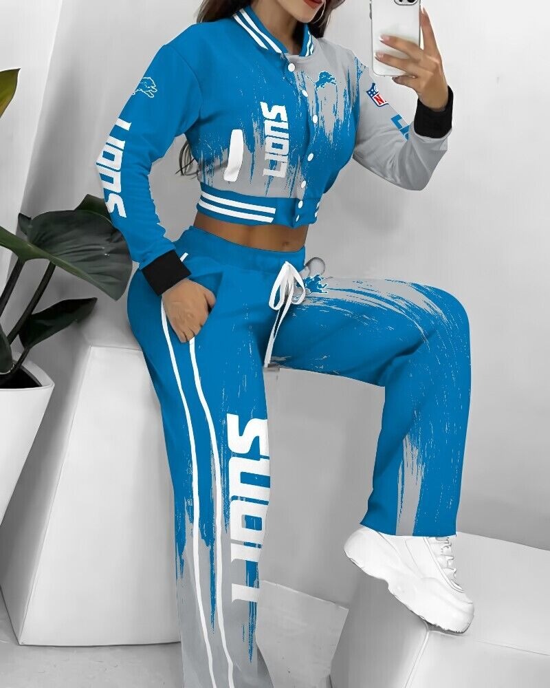 Detroit Lions 3D Printed Varsity Jacket Set