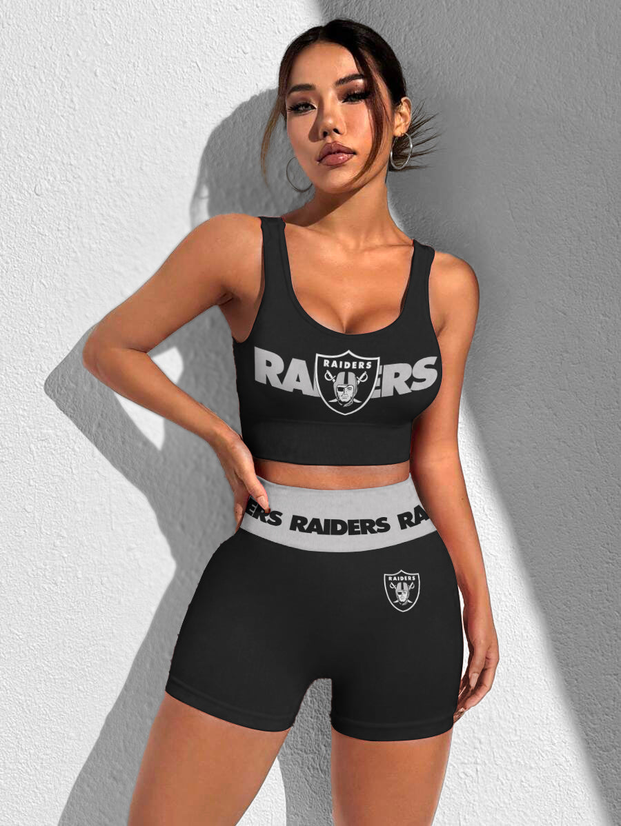Las Vegas Raiders Sports Bra & Shorts Gym Set