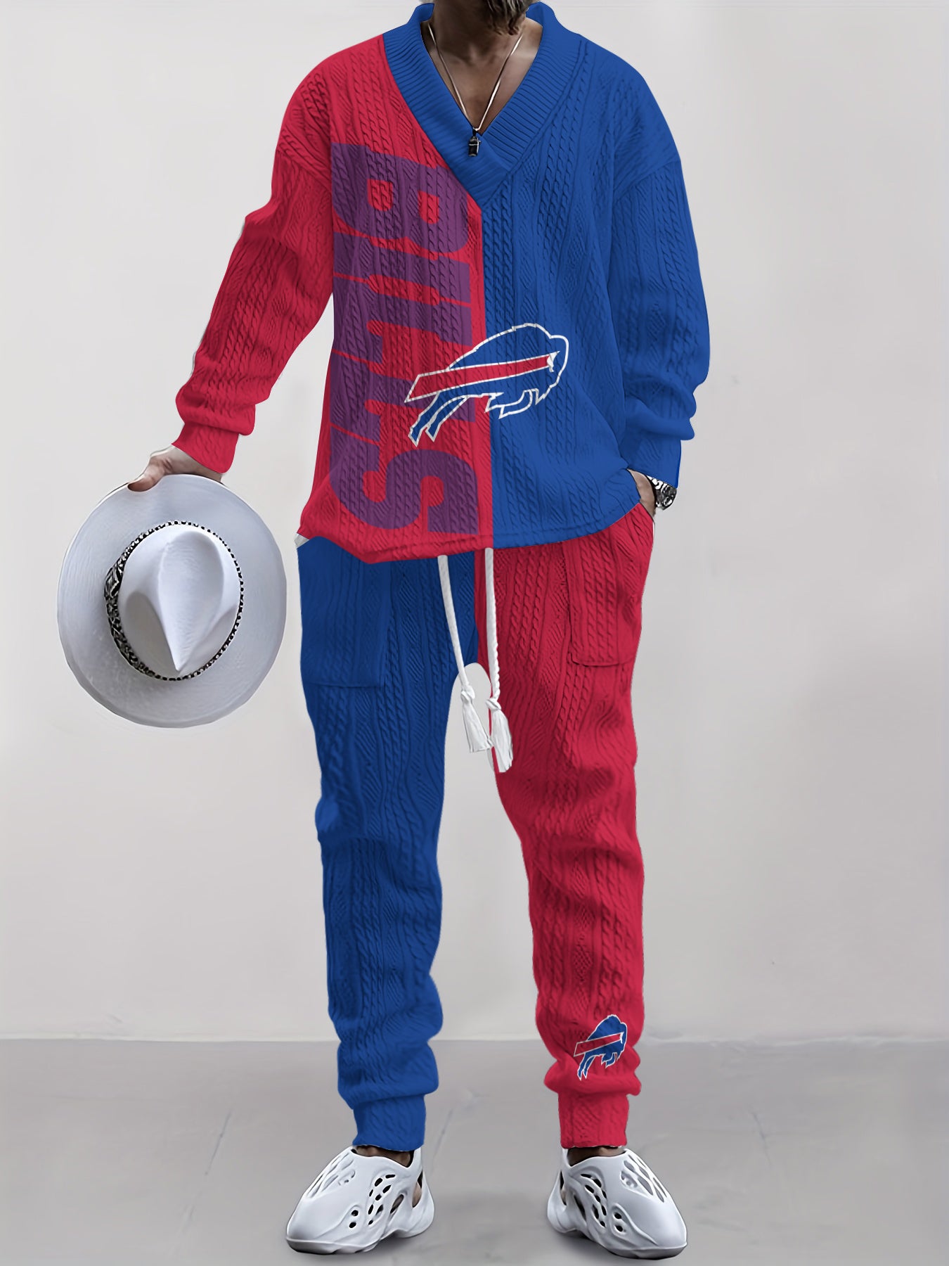 Buffalo Bills Classic All-Season Long Sleeve V-Neck Pullover Sweater