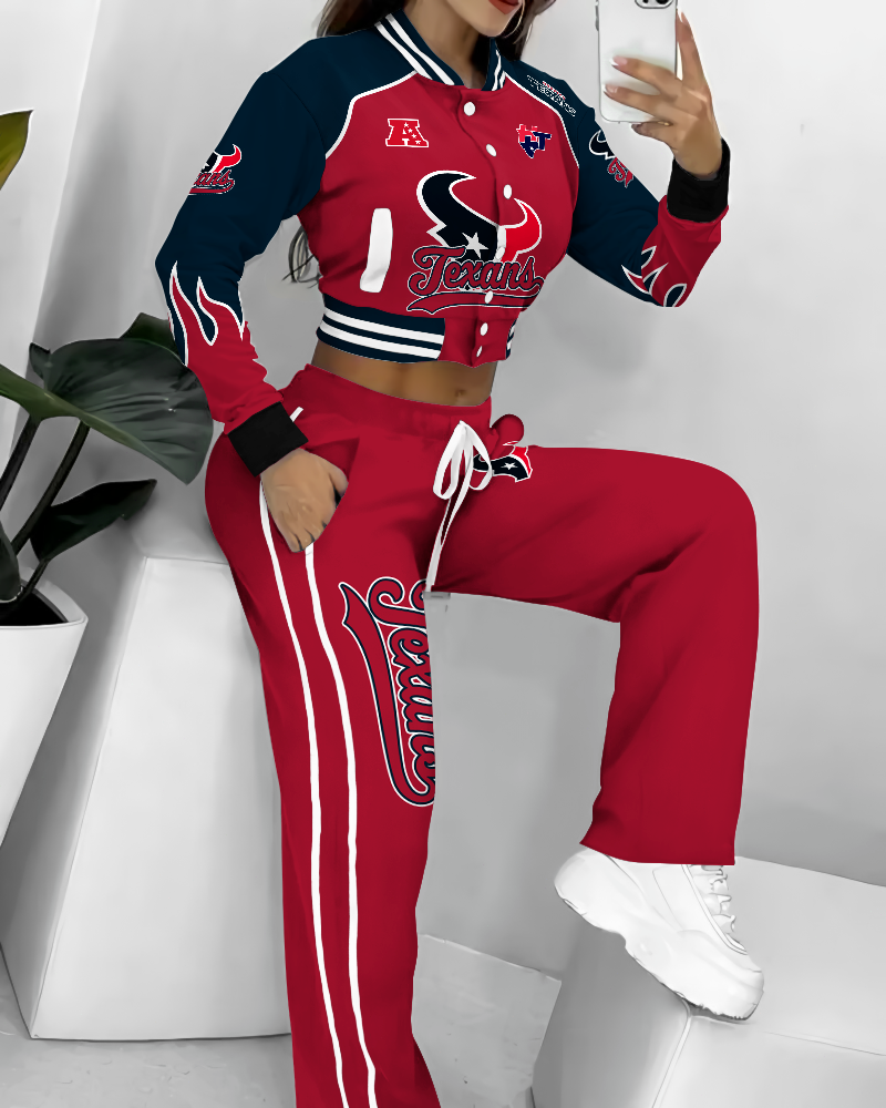Houston Texans 3D Printed Varsity Jacket Set