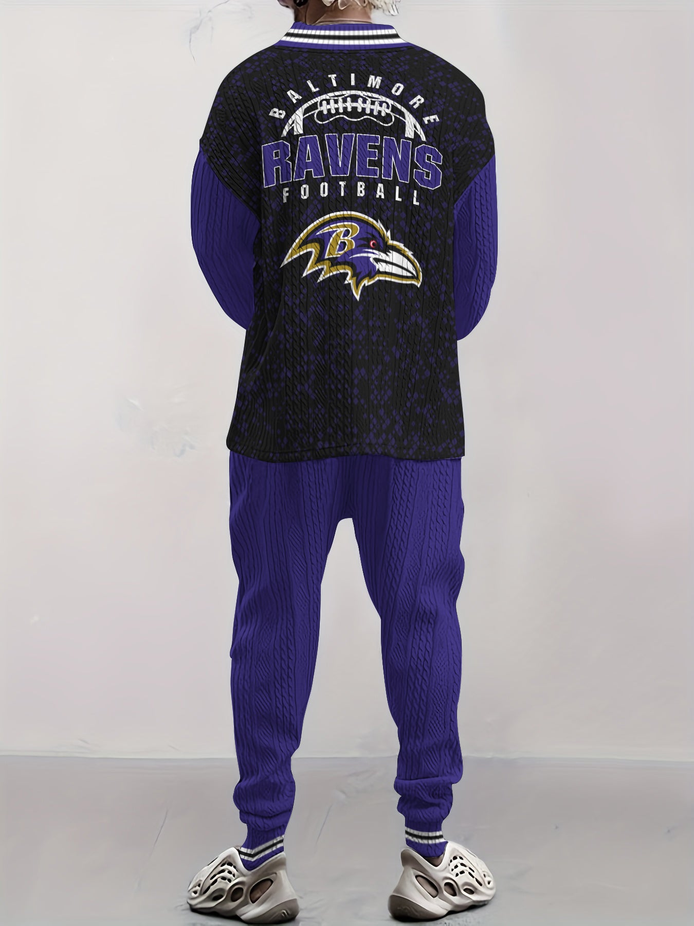 Baltimore Ravens Classic All-Season Long Sleeve V-Neck Pullover Sweater