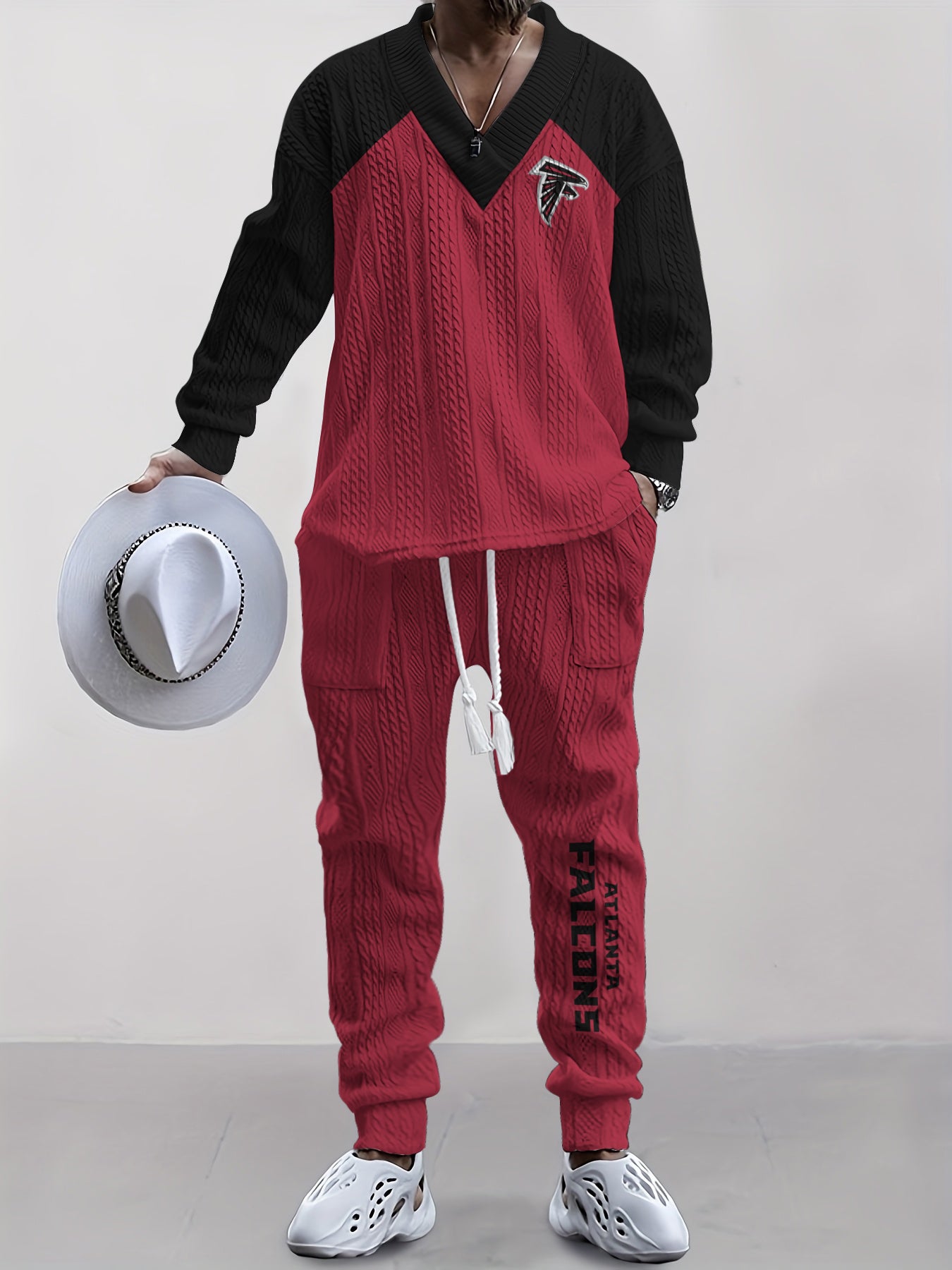 Atlanta Falcons Classic All-Season Long Sleeve V-Neck Pullover Sweater