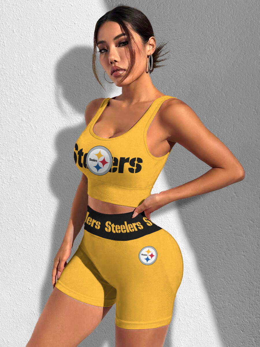 Pittsburgh Steelers Sports Bra & Shorts Gym Set